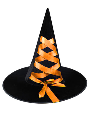 Halloween Witch Hat in Black/Orange