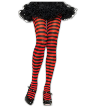 Dare Fashion Sorceress Witch AT01 Red Black Striped Tights Gothic Witch Cosplay