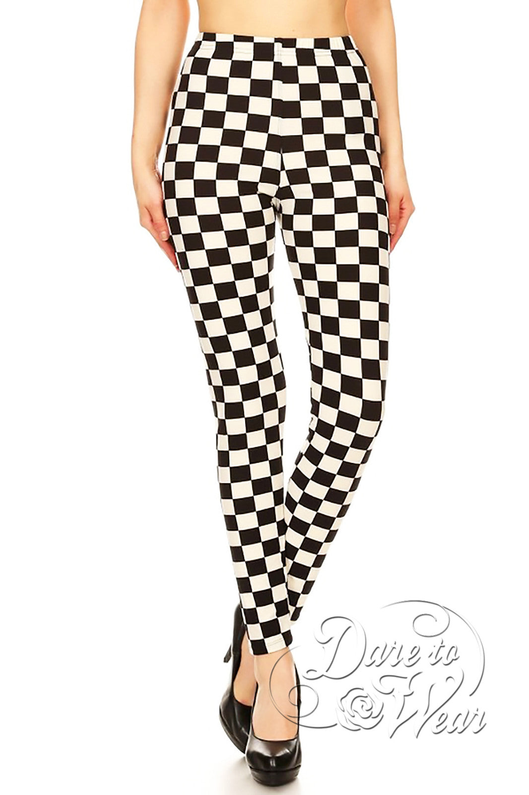 Dare to Wear Victorian Gothic Steampunk Peached Leggings in Checkmate