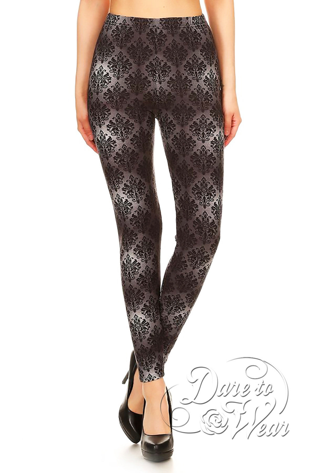 Dare to Wear Victorian Gothic Steampunk Peached Leggings in Victorian Brocade