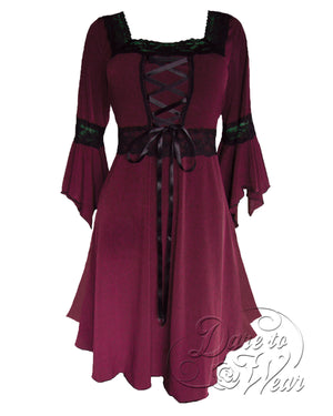 Dare Fashion Renaissance Dress D01 Burgundy Renaissance Gothic Witch Dress Gown