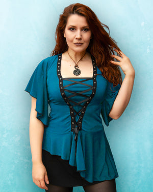Dare Fashion Alchemy Long sleeve top F27 Turquoise MeliWa Steampunk Gothic Alchemy Corset