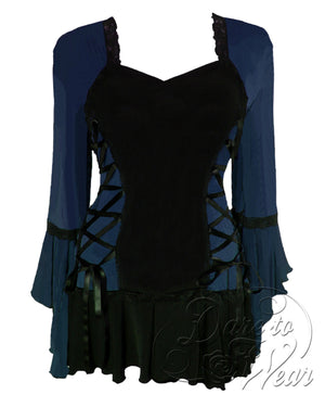 Dare Fashion Bolero Long sleeve top F29 Midnight Victorian Steampunk Lace Corset Blouse