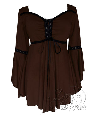 Dare to Wear Victorian Gothic Steampunk Ofelia Top in Walnut Brown