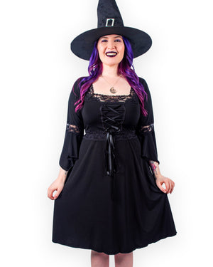 Dare Fashion Magick Witch H01 Black SSSpread Renaissance Gothic Witch Costume