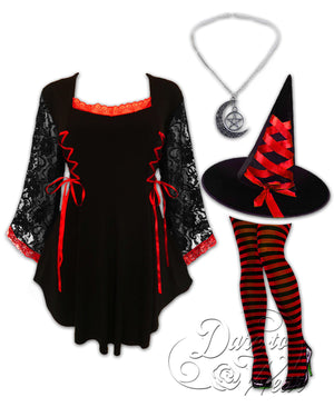 Dare Fashion Enchantress Witch  H04 Anastasia Scarlet Witch Striped Gothic Corset Cosplay
