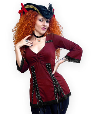 Dare Fashion Corsair Pirate  H05 F30 Garnet MJPoint Gothic Steampunk Pirate Costume