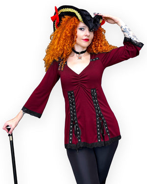 Dare Fashion Corsair Pirate  H05 F30 Garnet MJSalute Gothic Steampunk Pirate Costume