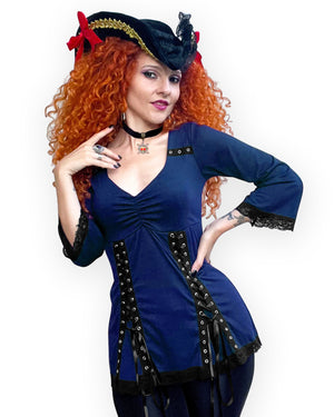 Dare Fashion Corsair Pirate  H05 F30 Midnight MJPoint Gothic Steampunk Pirate Costume
