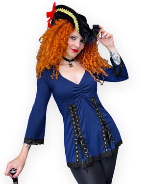 Dare Fashion Corsair Pirate  H05 F30 Midnight MJTip Gothic Steampunk Pirate Costume