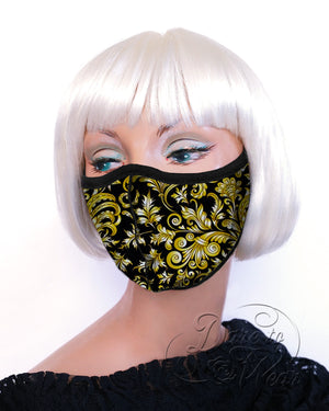 Dare Fashion Myriad Mask M01 Baroque Gold Victorian Gothic Cloth Face Cover