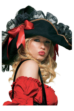 Halloween Pirate Hat in Black/Red