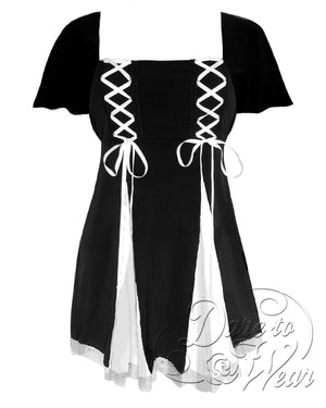 Dare Fashion Gemini Princess S/S Short sleeve top S12 Gothic Victorian Gemini Corset Short Sleeve White