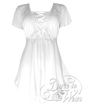 Dare Fashion Angel Short sleeve top S13 White White Gothic Victorian Angel Corset Shirt