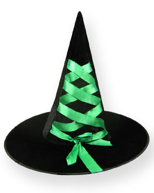 Halloween Witch Hat in Black/Green