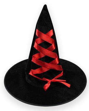 Halloween Witch Hat in Black/Red