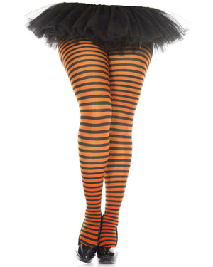 Striped Tights in Black and Orange