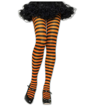 Striped Tights in Black and Orange