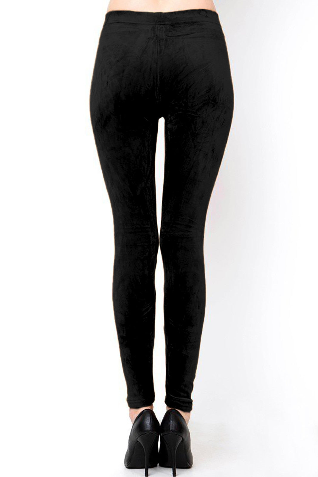 Velour Leggings in Basic Black Raven Dark Ebony Luxury Stretch