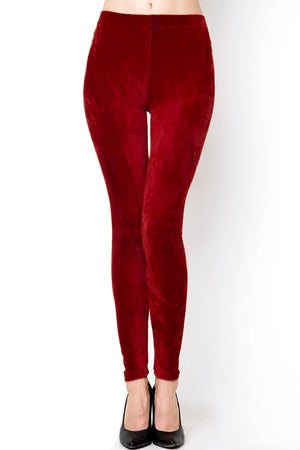 Dare to Wear Victorian Gothic Steampunk Renaissance Velour Leggings in Burgundy