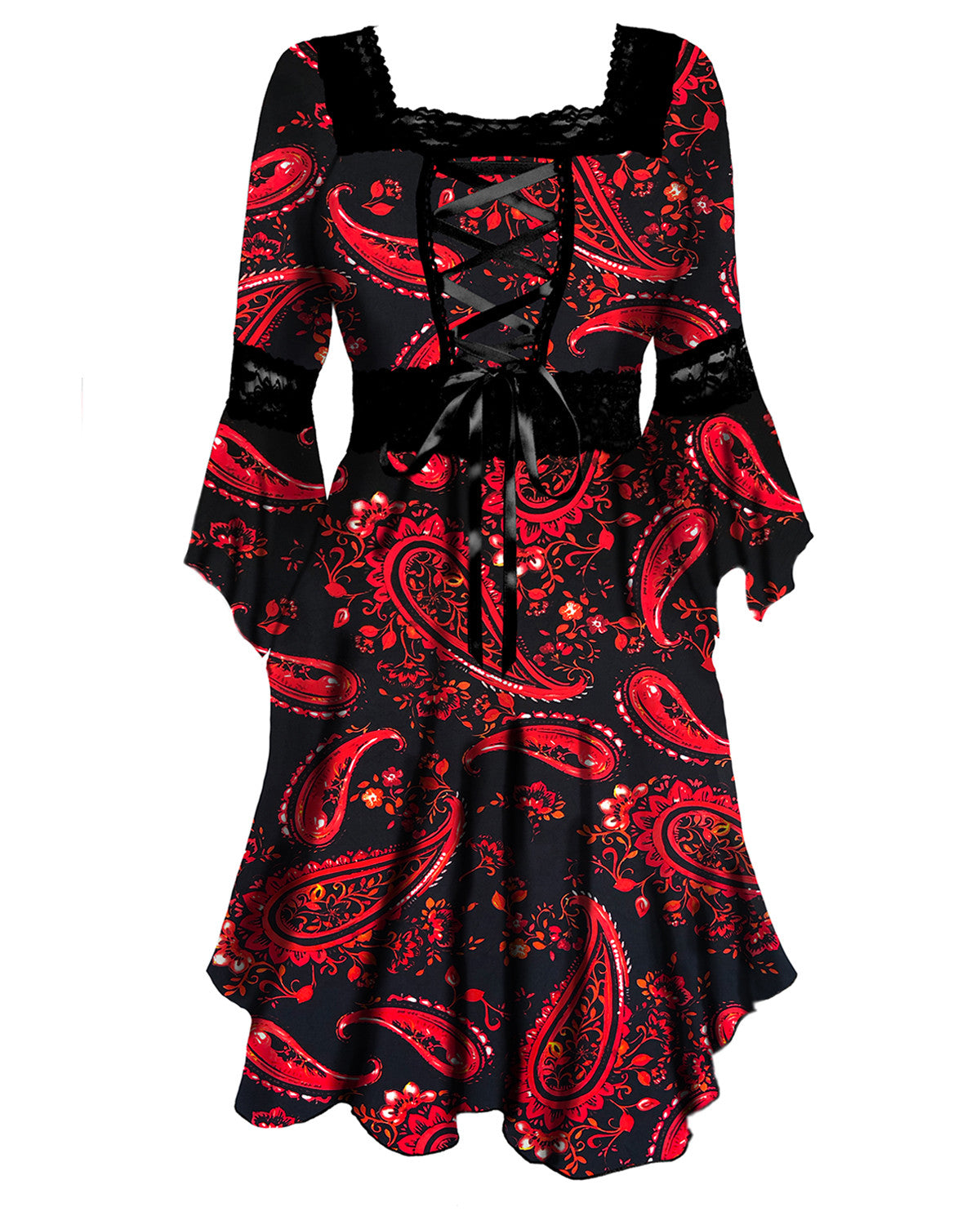 Dare Fashion Renaissance Dress in Firefly | Paisley Fire Dragon Gothic Corset Gown L Dare Fashion Renaissance Dress in Firefly | Paisley Fire Dragon Gothic Corset Gown L