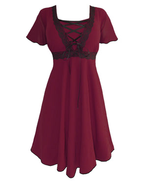 Dare to Wear Victorian Gothic Steampunk Angel Corset Dress in Burgundy