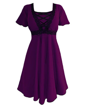 Dare to Wear Victorian Gothic Steampunk Angel Corset Dress in Plum