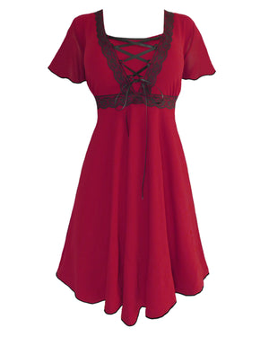 Dare to Wear Victorian Gothic Steampunk Angel Corset Dress in Vermillion