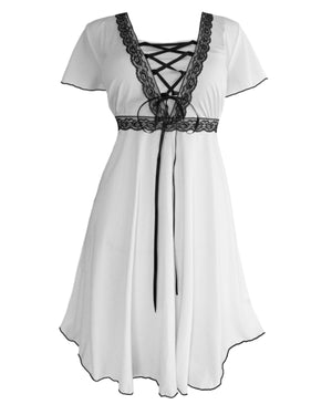 Dare to Wear Victorian Gothic Steampunk Angel Corset Dress in White/Black