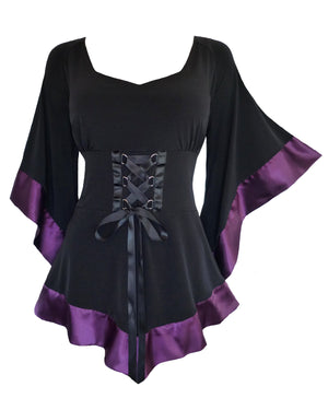 Dare Fashion Treasure Long sleeve top F28 Plum Medieval Gothic Cosplay Corset Tunic