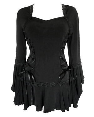 Dare Fashion Bolero Long sleeve top F29 Black Victorian Steampunk Lace Corset Blouse