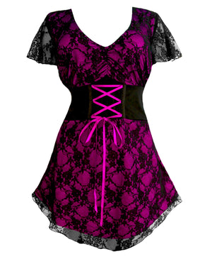 Dare Fashion Sweetheart Short sleeve top S09 Berry Victorian Gothic Corset Chemise