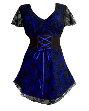 Dare Fashion Sweetheart Short sleeve top S09 Blueberry Victorian Gothic Corset Chemise