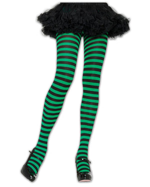Dare Fashion Sorceress Witch AT01 Green Black Striped Tights Gothic Witch Cosplay