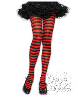 Dare Fashion Enchantress Witch  AT01 Red Black Striped Tights Gothic Witch Cosplay