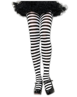 Dare Fashion Buccaneer Pirate AT01 White Black Striped Tights Gothic Witch Cosplay