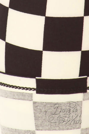 Peached Leggings in Checkmate | Chessboard Checkered Flag Finish Line Tights Detail