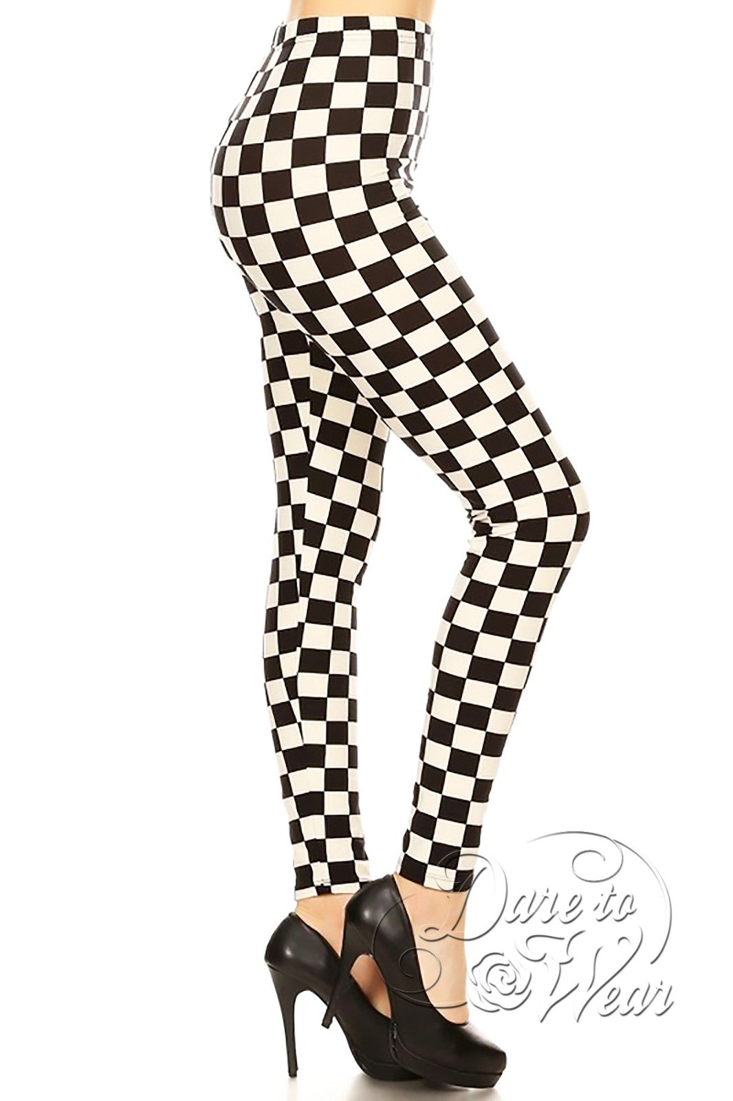 Peached Leggings in Checkmate  Chess Board Checkered Flag Tights