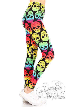 Peached Leggings in Grateful Head | Psychedelic Rainbow Skull Tights Side