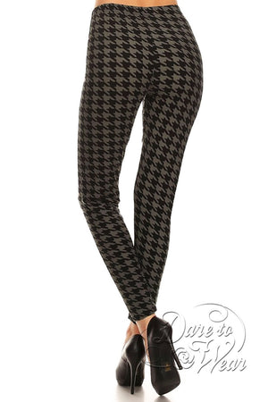 Peached Leggings in Greyhound | Grey Black Jagged Checked Tights Back