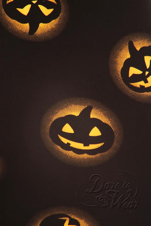 Peached Leggings in Halloween | Black Orange Jack O'Lantern Tights Detail