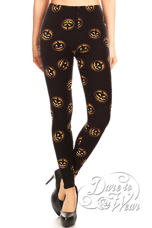Dare to Wear Victorian Gothic Steampunk Peached Leggings in Halloween