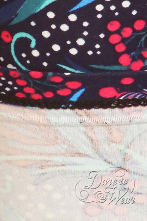 Peached Leggings in Unicorn Mist | Mythic Blue Red Pink Snowflake Tights Detail