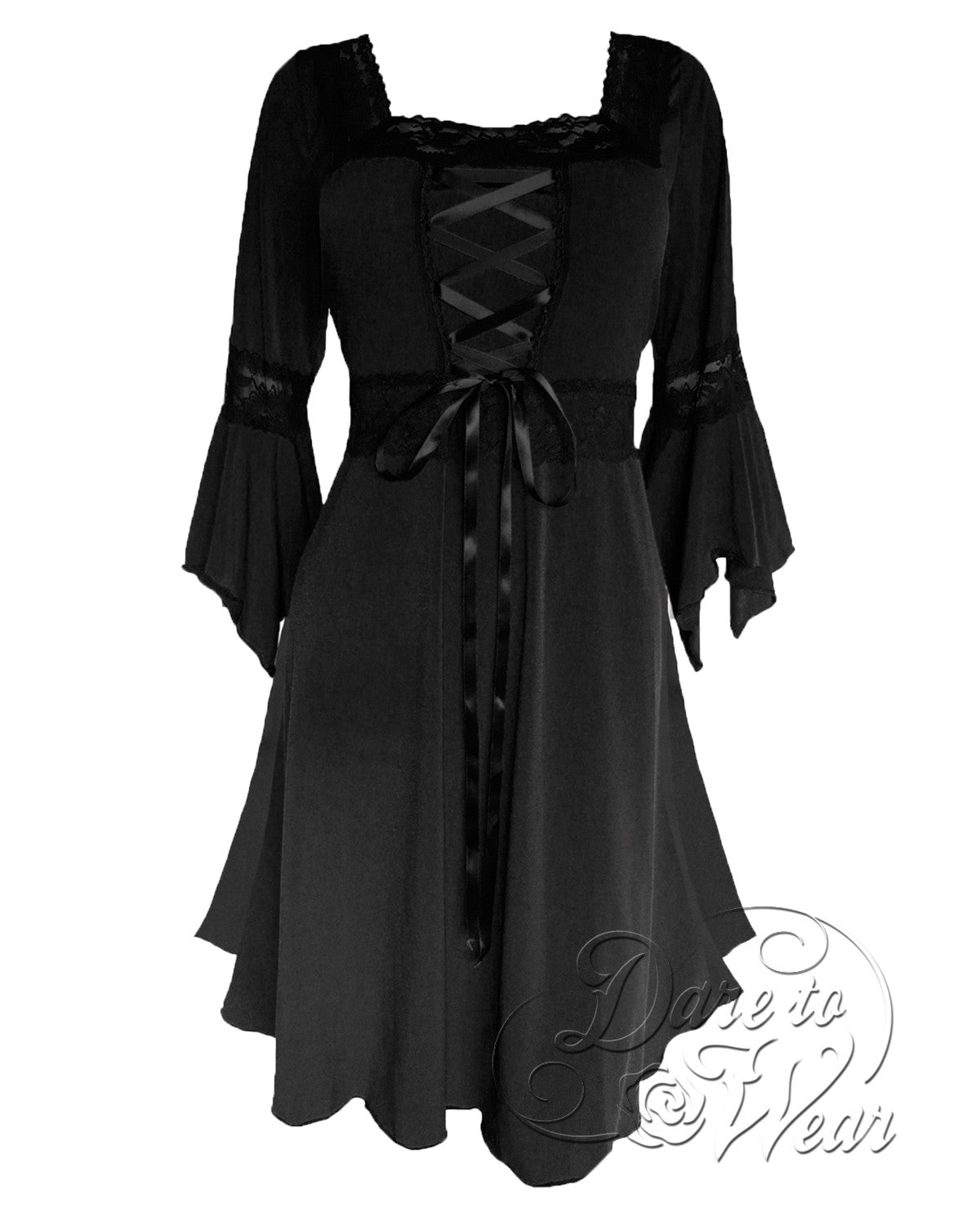 Renaissance Dress in Black  Dark Raven Victorian Gothic Corset Gown - Dare  Fashion