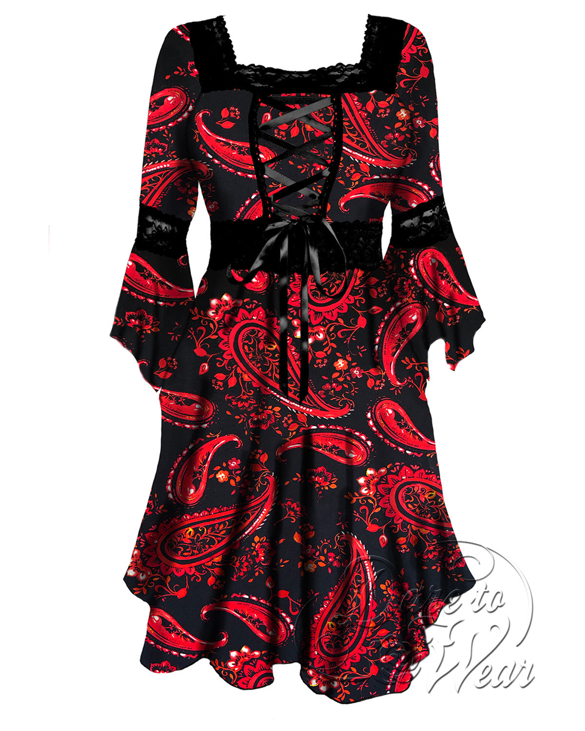 Renaissance Dress in Firefly  Paisley Fire Dragon Gothic Corset