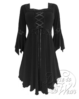 Dare to Wear Victorian Gothic Steampunk Renaissance Corset Dress in Obsidian