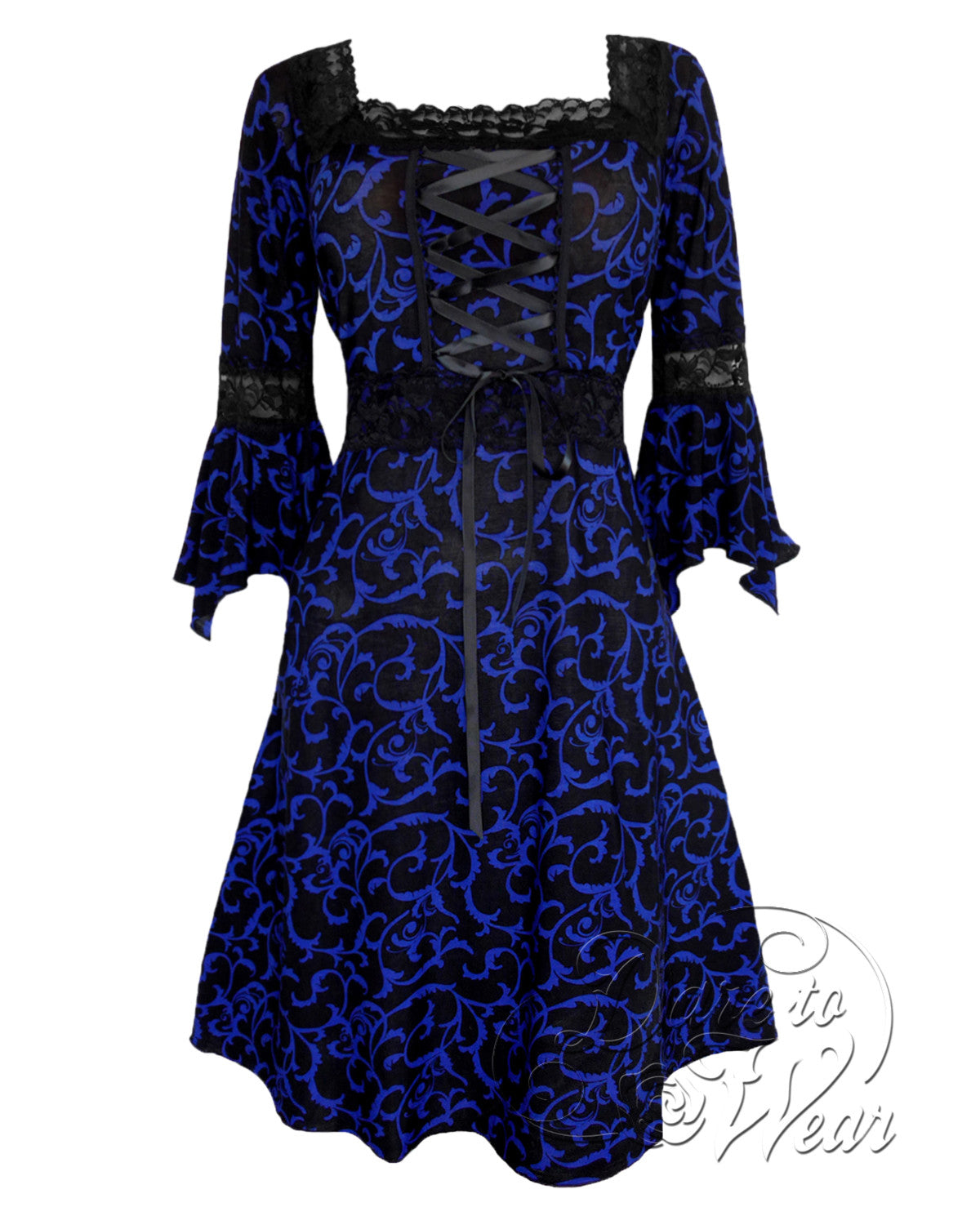 Renaissance Dress in Paris by Night  Blue Flourish Victorian Gothic Corset  Gown - Dare Fashion