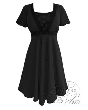 Dare to Wear Victorian Gothic Steampunk Angel Corset Dress in Black/Black