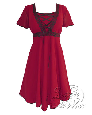 Dare to Wear Victorian Gothic Steampunk Angel Corset Dress in Vermillion