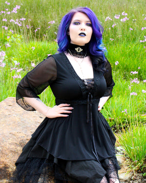 Dare Fashion Bewitched Long sleeve top F01 Black SSProud Gothic Victorian Genie Corset Top